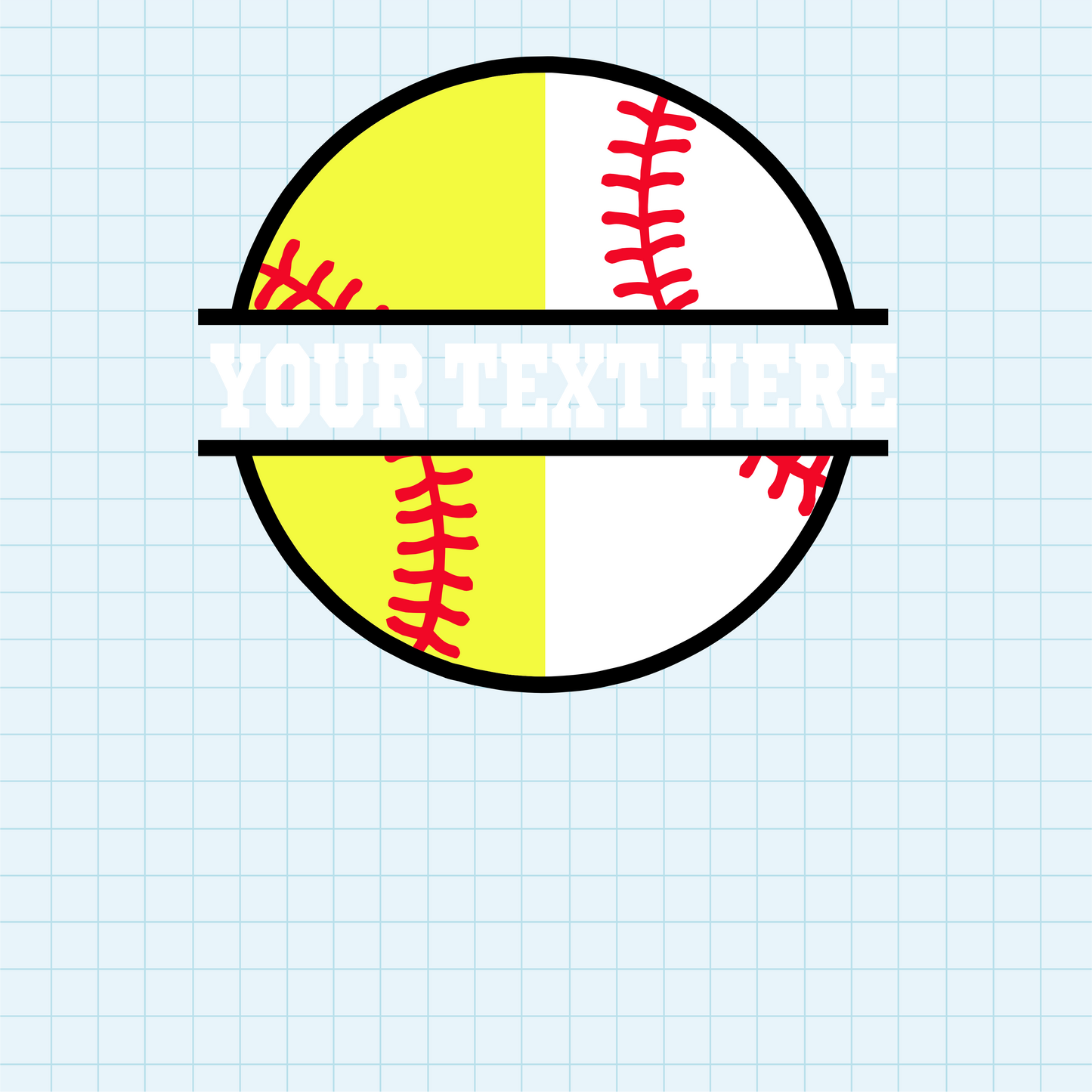 (s041-2) Softball Split Team Name or Custom Text