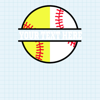 (s041-2) Softball Split Team Name or Custom Text