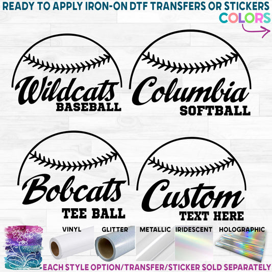 (s041-8A) Baseball Softball Tee Ball T-Ball Team Name Printed Heat Transfer or Sticker