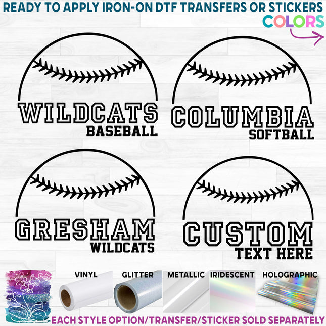 (041-06-1I) Team Name Baseball Softball Tee Ball T-Ball Custom Text