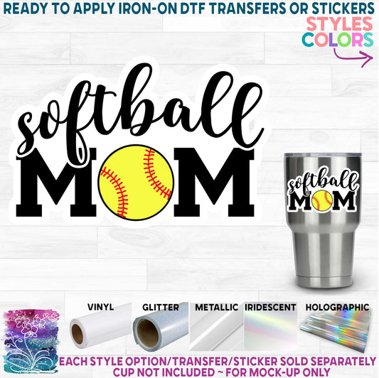 (s041-7) Softball Mom Printed Heat Transfer or Sticker