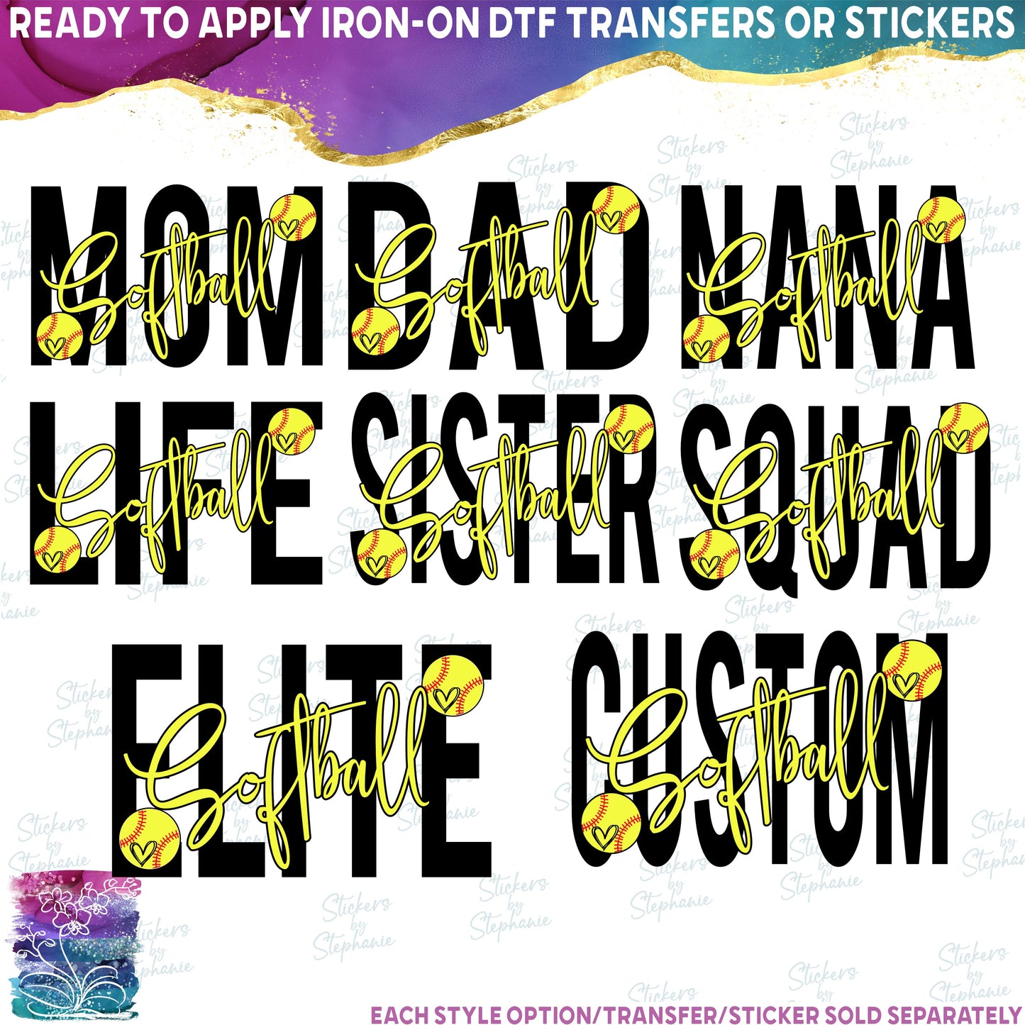 (s041-6E) Softball Mom Squad Life Family Custom Text