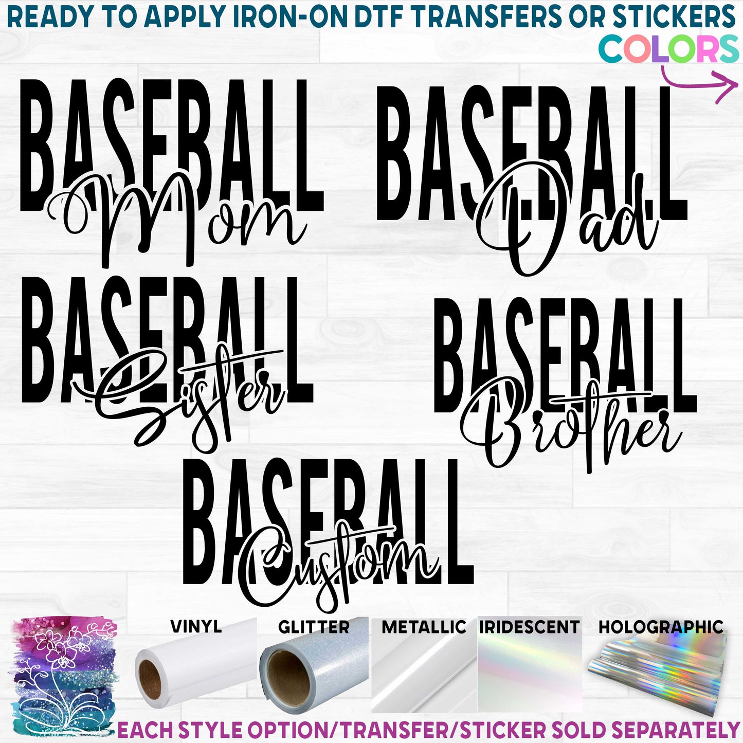 (s041-6F) Baseball Mom Family Printed Heat Transfer or Sticker