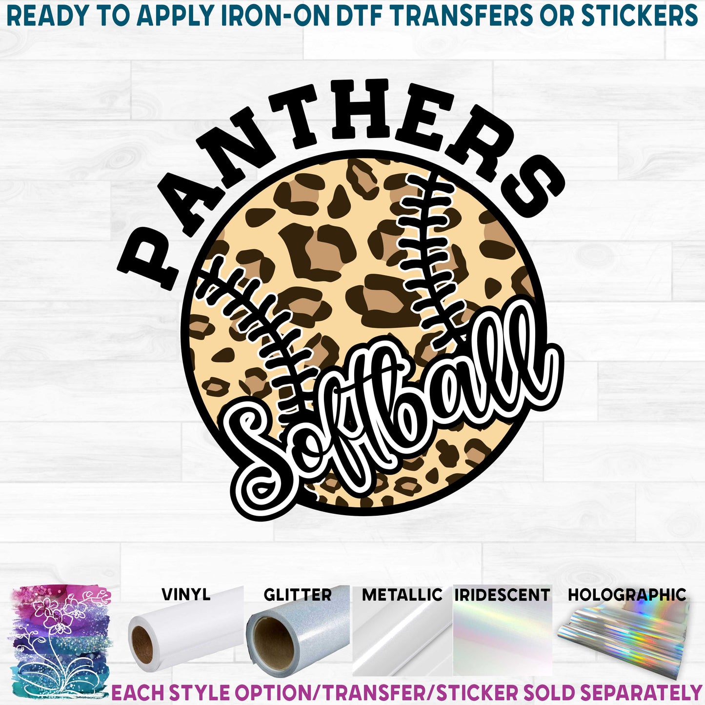 (s041-10F) Leopard Softball Team Name Custom Text