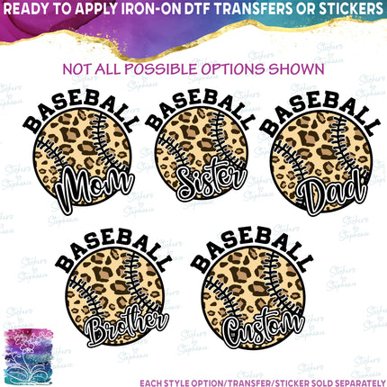 (041-06-1Q) Leopard Baseball Family Mom, Game Day Vibes, Custom Text