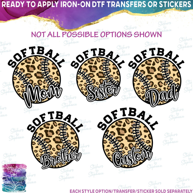(041-06-1Q) Leopard Softball Family Mom, Game Day Vibes, Custom Text