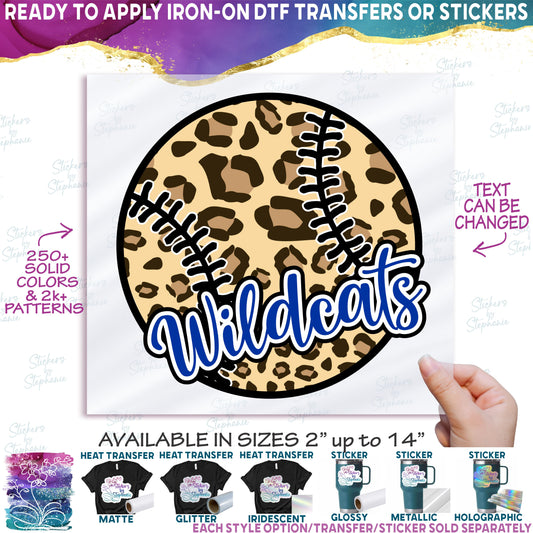 (s041-10D) Leopard Baseball Softball Team Name Custom Text