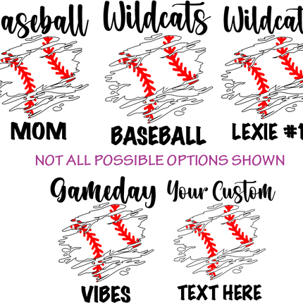 (041-06-1M) Baseball Team Name Family Custom Text