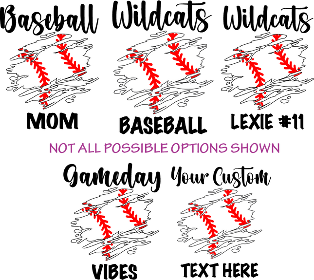 (041-06-1M) Baseball Team Name Family Custom Text