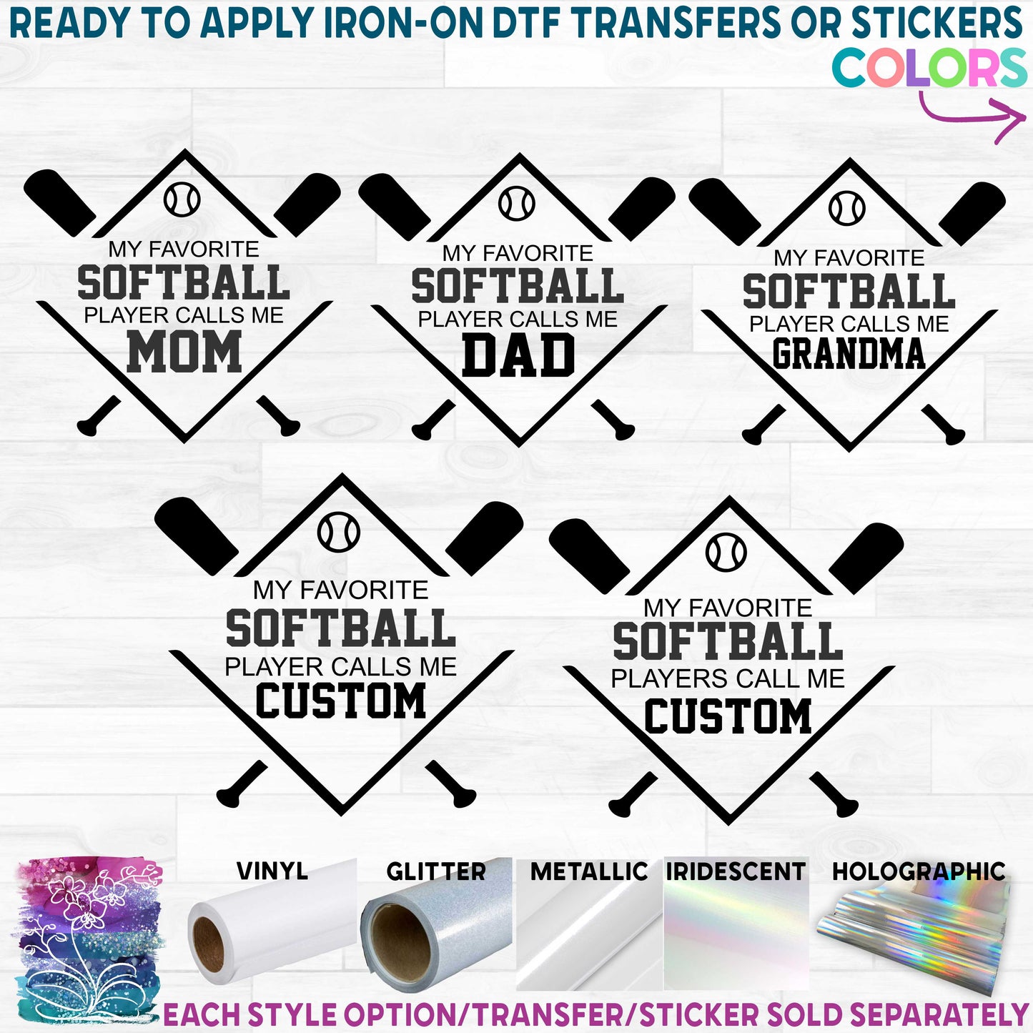 (s041-6I) My Favorite Softball Player Calls Me Mom Family Custom Text