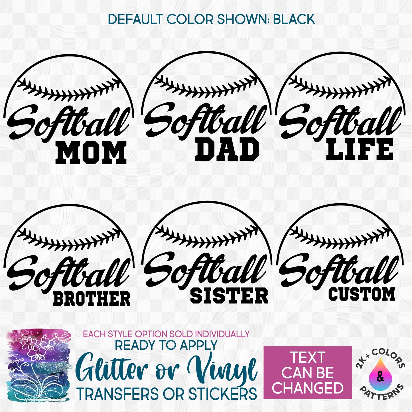 Softball Family Mom Made-to-Order Iron-On Transfer or Sticker