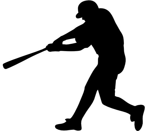 (s041-5-D) Baseball Player Silhouette
