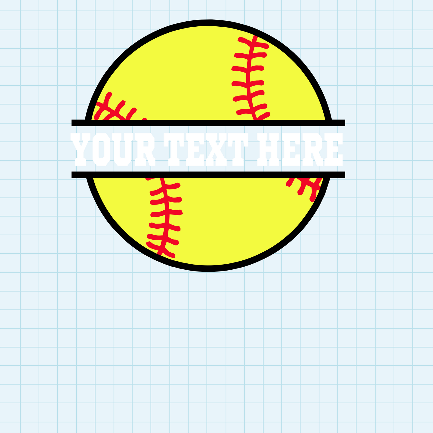 (s041-2) Softball Split Team Name or Custom Text