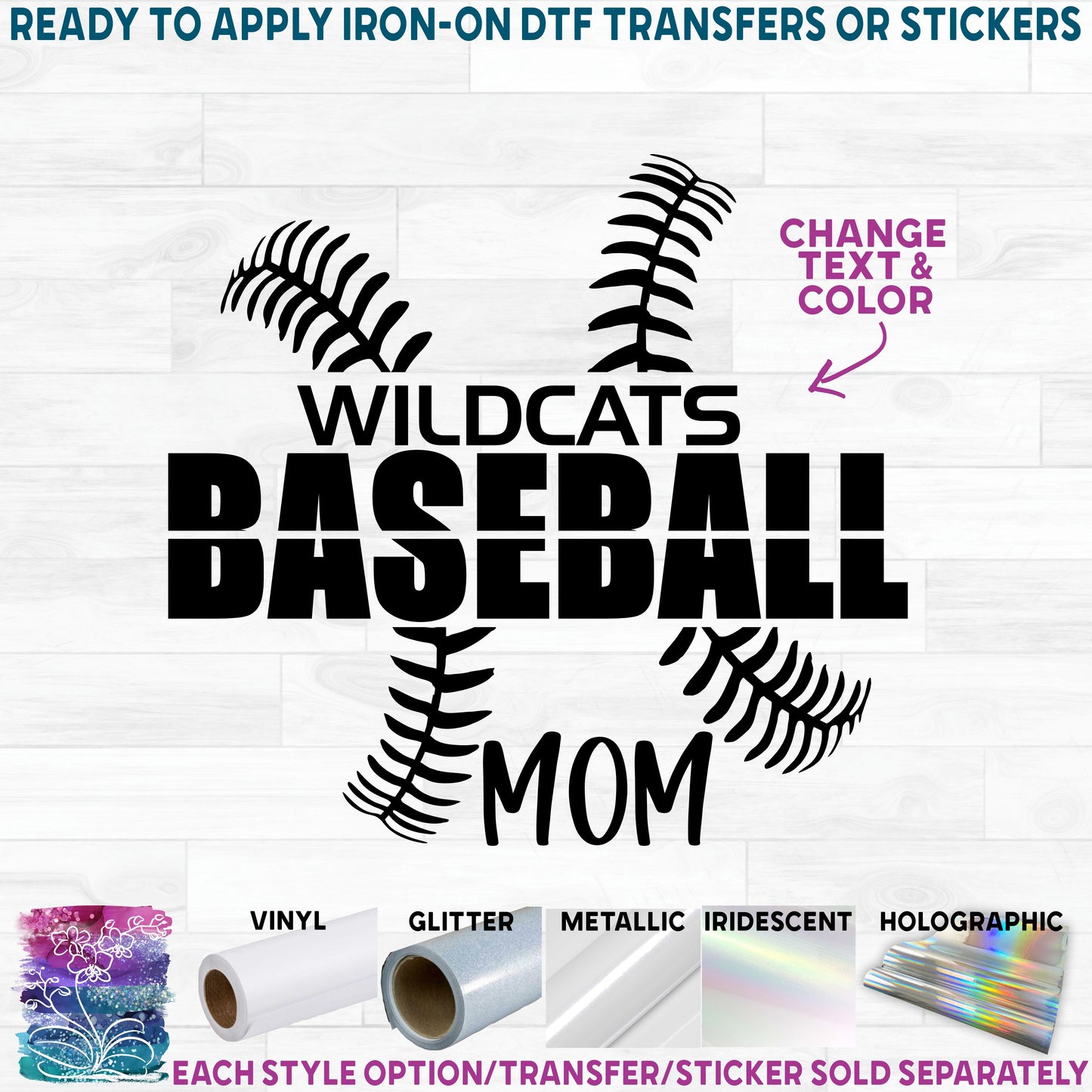 (s041-8E) Baseball Team Name Mom Family Custom Text