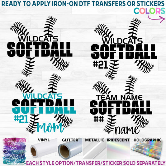 (s041-8F) Softball Team Name Mom Dad Family Custom Text Printed Heat Transfer or Sticker