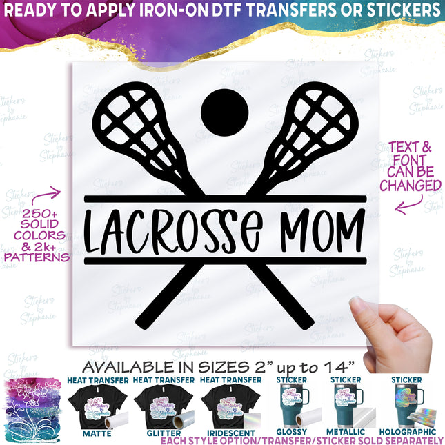 (s411-2A) Lacrosse Sticks Split Team Name Custom Text