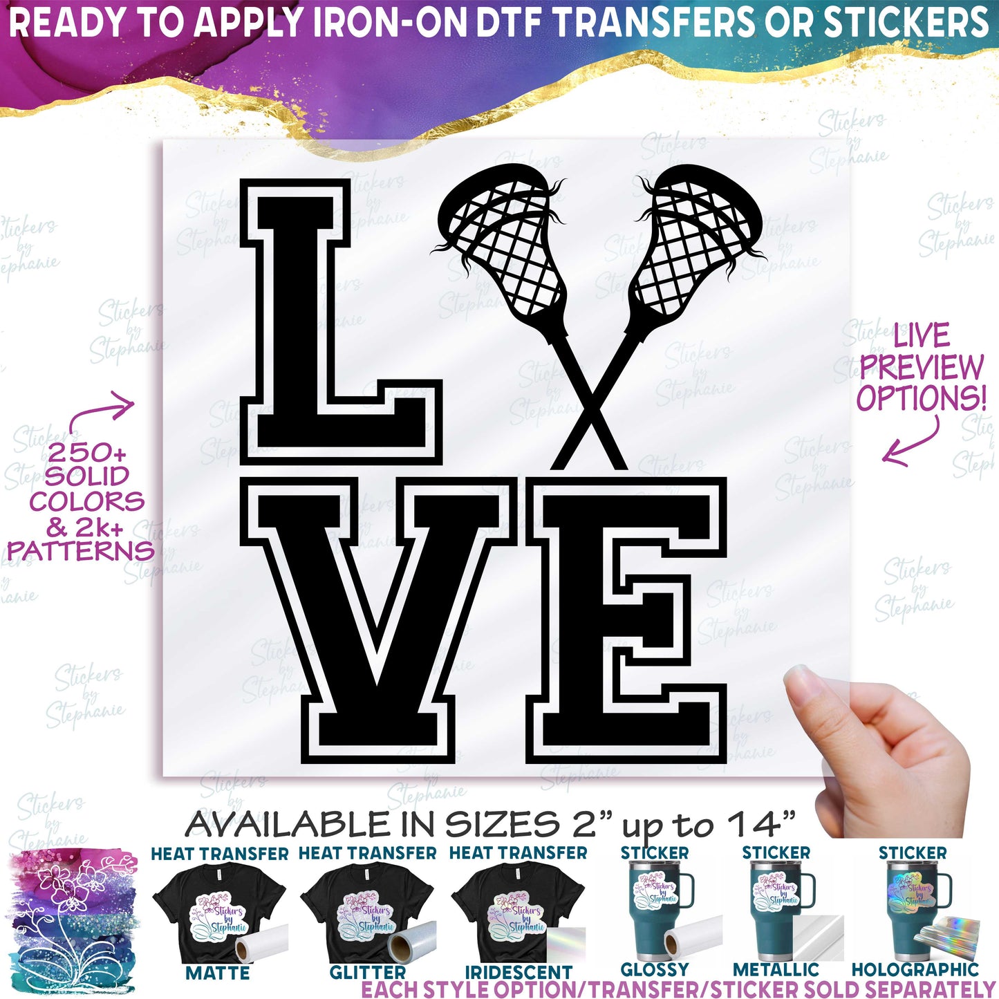 (s411-9) Stacked Love Lacrosse Sticks