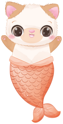 (s413-1-2A) Mermaid Mer Cat Kitty