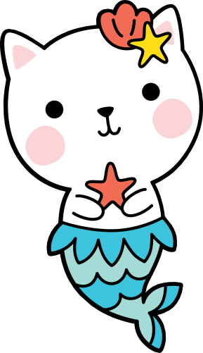 (s413-1-1A) Mermaid Mer Cat Kitty