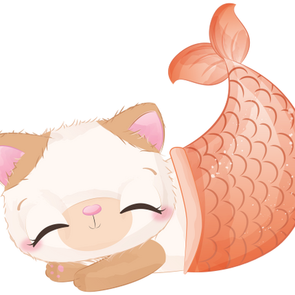 (s413-1-2B) Mermaid Mer Cat Kitty