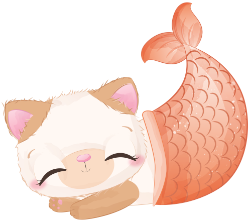 (s413-1-2B) Mermaid Mer Cat Kitty