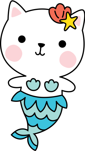 (s413-1-1B) Mermaid Mer Cat Kitty