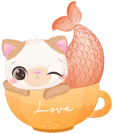 (s413-1-2C) Mermaid Mer Cat Kitty