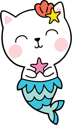 (s413-1-1C) Mermaid Mer Cat Kitty