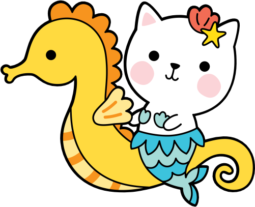 (s413-1-1D) Mermaid Mer Cat Kitty