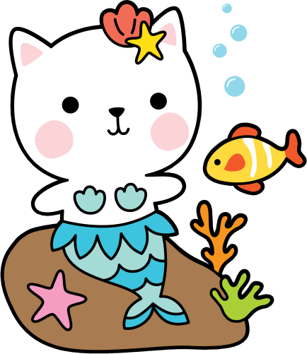 (s413-1-1E) Mermaid Mer Cat Kitty
