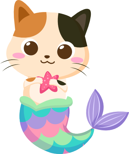 (s413-1-1H) Mermaid Mer Cat Kitty