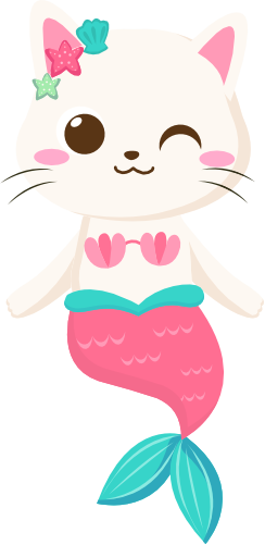 (s413-1-1I) Mermaid Mer Cat Kitty
