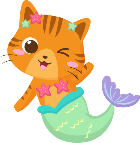 (s413-1-1K) Mermaid Mer Cat Kitty
