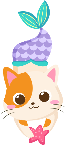 (s413-1-1L) Mermaid Mer Cat Kitty