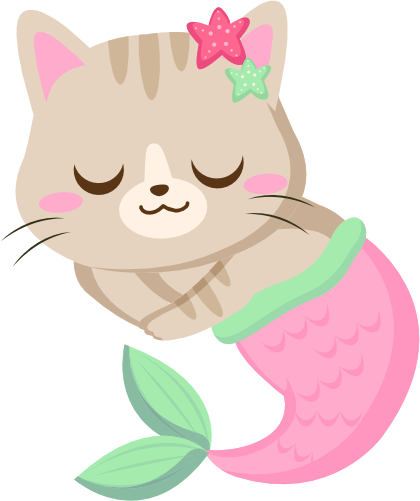 (s413-1-1M) Mermaid Mer Cat Kitty