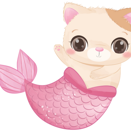 (s413-1-1N) Mermaid Mer Cat Kitty