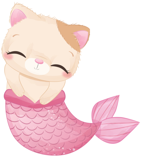 (s413-1-1O) Mermaid Mer Cat Kitty