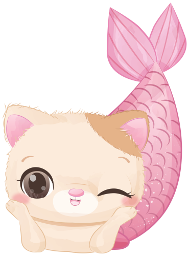 (s413-1-1P) Mermaid Mer Cat Kitty