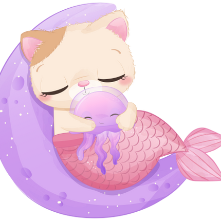 (s413-1-1T) Mermaid Mer Cat Kitty
