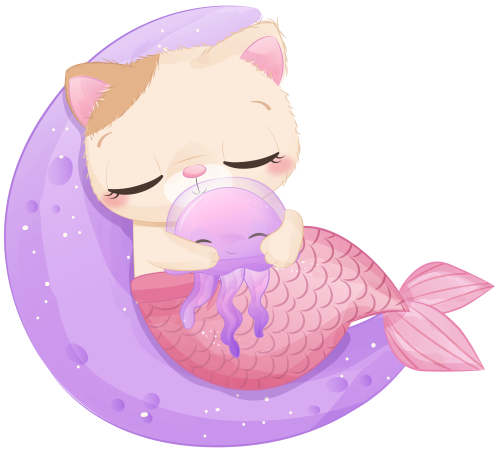 (s413-1-1T) Mermaid Mer Cat Kitty
