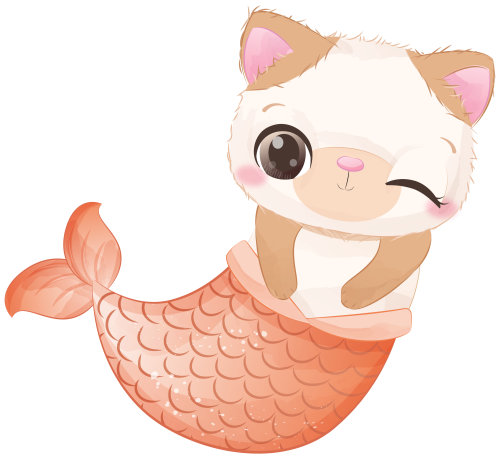 (s413-1-1X) Mermaid Mer Cat Kitty
