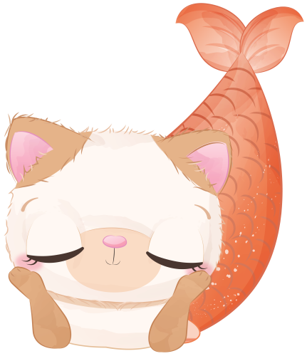 (s413-1-1Y) Mermaid Mer Cat Kitty