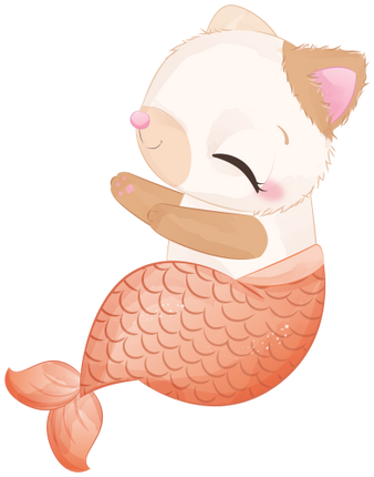 (s413-1-1Z) Mermaid Mer Cat Kitty