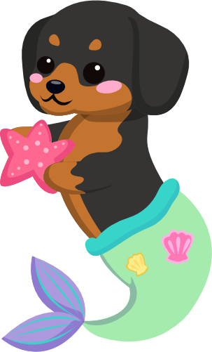 (s413-2-F) Mermaid Mer Dog Dachsund