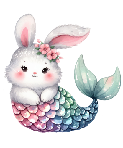 (s413-3-F) Mermaid Mer Bunny Rabbit
