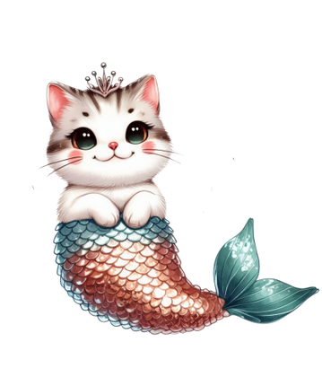 (s413-3-1K) Mermaid Mer Cat Kitty