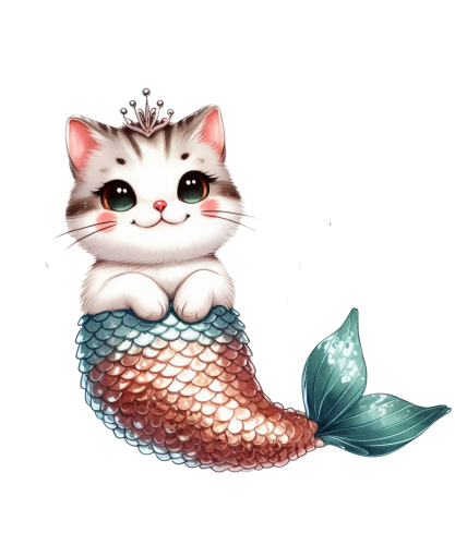 (s413-3-1K) Mermaid Mer Cat Kitty
