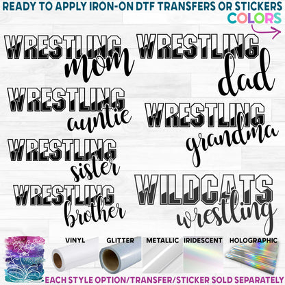 (s414-6A) Wrestling Mom Team Family Printed Heat Transfer or Sticker