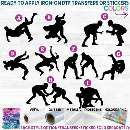 (s414-5) Wrestling Wrestler Figure Printed Heat Transfer or Sticker