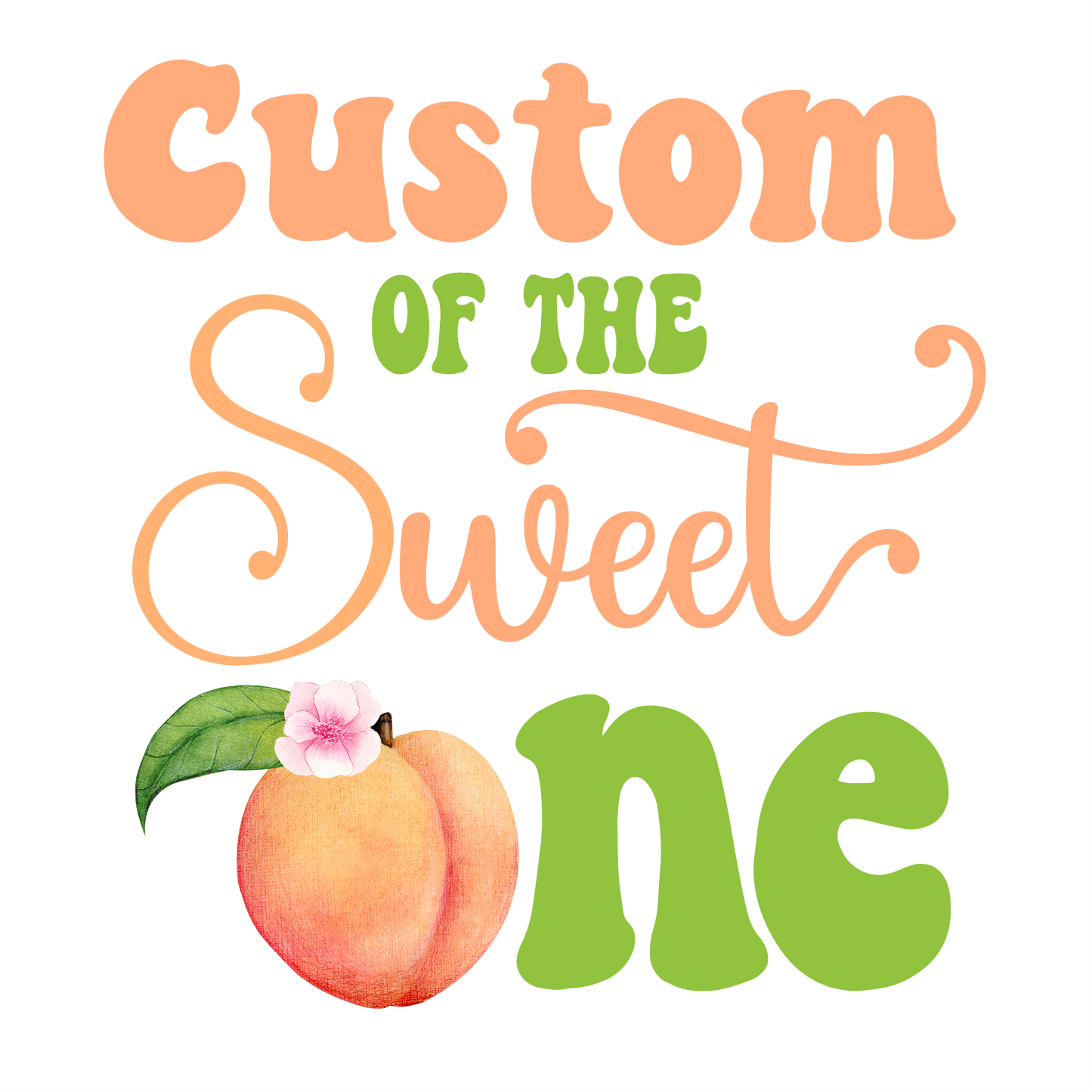 (s415-2) Watercolor Peach Family of the Sweet One Custom Text